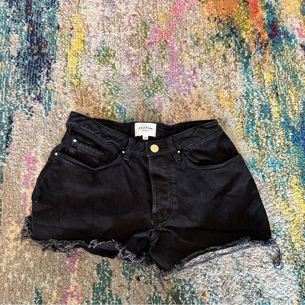 Sezane Mini black Jean Shorts
